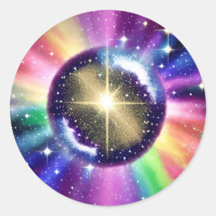Adesivo Redondo Esfera de Starburst Cósmico