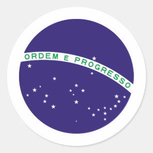 Adesivo Redondo Esfera do centro da bandeira de Brasil