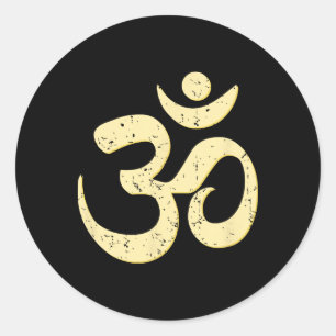 Adesivo Redondo Esfera Rica Símbolo Om Omkar Aum Espiritual Yoga M