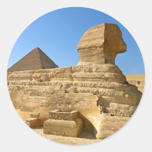 Adesivo Redondo Esfinge excelente de Giza com a pirâmide Khafre - 
