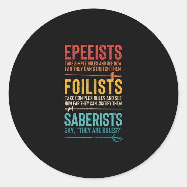 Adesivo Redondo Esgrima engraçada, caça de espuma espinheira (Frente)