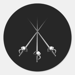 Adesivo Redondo Esgrima Esportiva Espeta Fencer Lutando Contra Esg