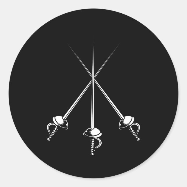 Adesivo Redondo Esgrima Esportiva Espeta Fencer Lutando Contra Esg (Frente)