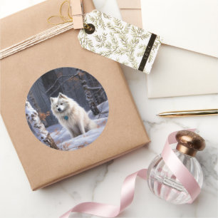 Adesivo Redondo Eskimo Americano Deixa-o nevar no Natal