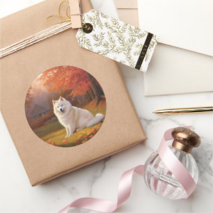 Adesivo Redondo Eskimo Americano nas Folhas do outono inspira-se