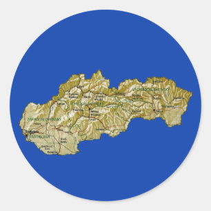 Adesivo Redondo Eslováquia Map Sticker