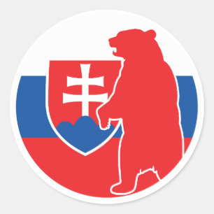 Adesivo Redondo Eslováquia Ursa Bandeira Nacional Eslovaca