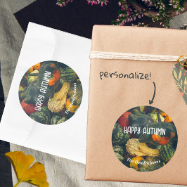 Adesivo Redondo Esmagamento e abóboras coloridas do outono