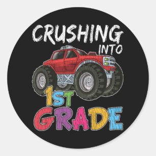 Adesivo Redondo Esmagando No Primeiro Grau Professor Kid Truck