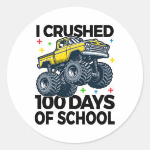 Adesivo Redondo Esmagei 100 Dias De Caminhão Monstro Da Escola 100
