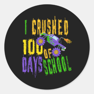 Adesivo Redondo Esmagei 100 dias de escola - Monster Truck Love
