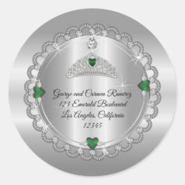 Adesivo Redondo Esmeralda | Coroa de Diamante Quinceañera Endereço