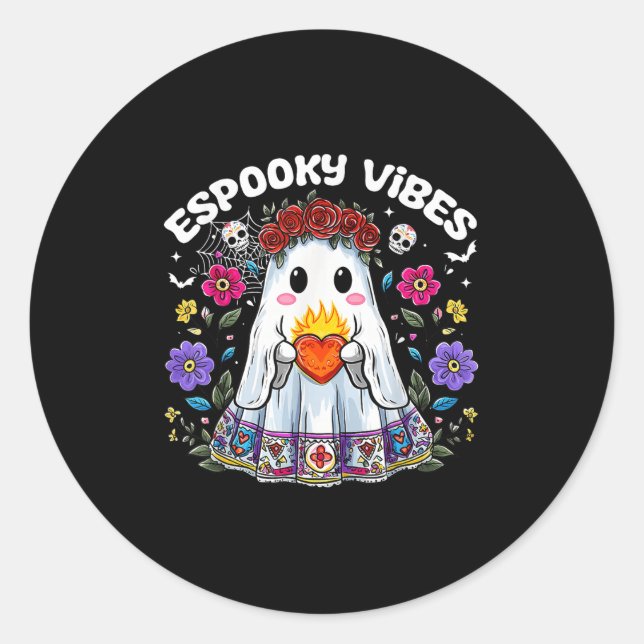 Adesivo Redondo Esoky Vibes Maestra Soky Halloween Mexican Girls  (Frente)