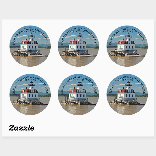 Adesivo Redondo Esopus Meadows Lighthouds, New York Round Stickers (Folha)