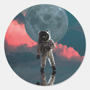 Adesivo Redondo Espaço Astronauta de Arte Exterior