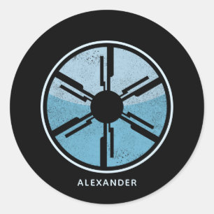 Adesivo Redondo Espaço Cósmico do Sci-Fi Azul Ombre Distante Perso