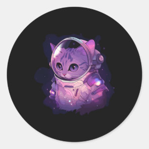 Adesivo Redondo Espaço do Catronauta Gato Galáxia Gatinhos Astrona