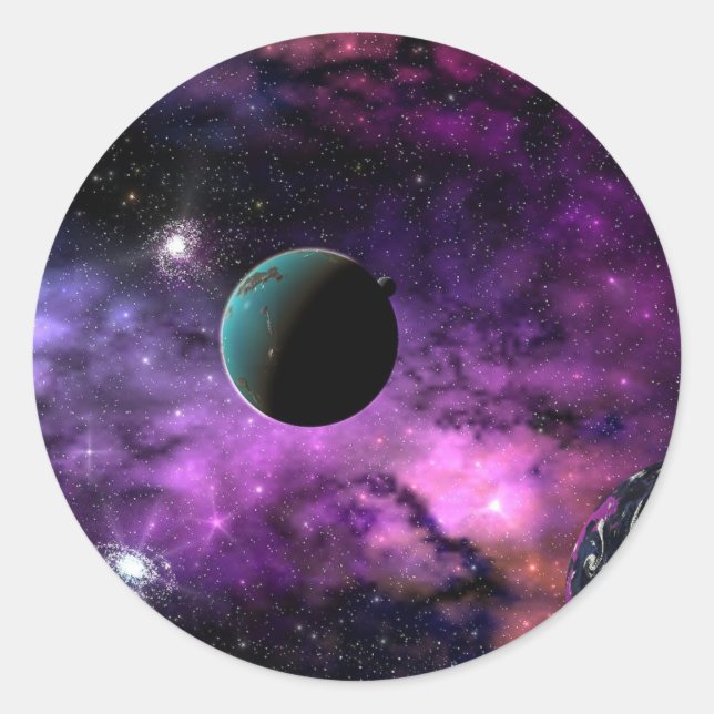 Adesivo Redondo Espaço Planetário (Frente)