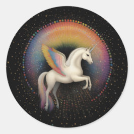 Adesivo Redondo Espaço Profundo de Estrelas Coloridas do Unicórnio