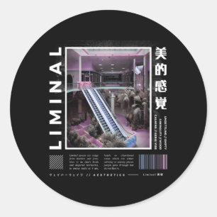 Adesivo Redondo Espaços Limínicos Vaporwave Aestético Kawaii Paste