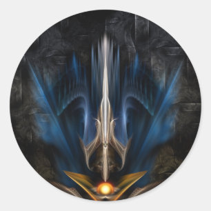 Adesivo Redondo Espada de Arte Fractal Leve