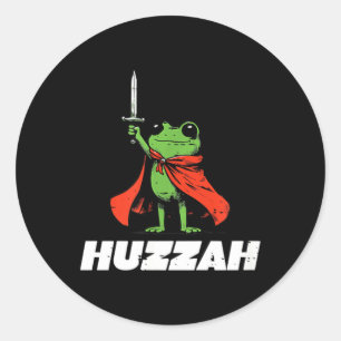 Adesivo Redondo Espada de Cavaleiro Sapo Huzzah Medieval Meme Dive