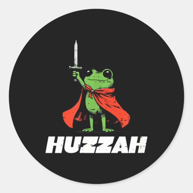 Adesivo Redondo Espada de Cavaleiro Sapo Huzzah Medieval Meme Dive (Frente)