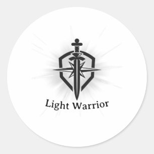 Adesivo Redondo Espada e Escudo do Guerreiro da Luz