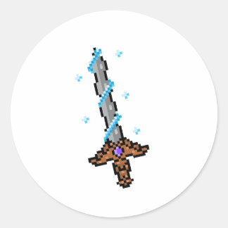 Adesivo Redondo Espada Retro Pixel