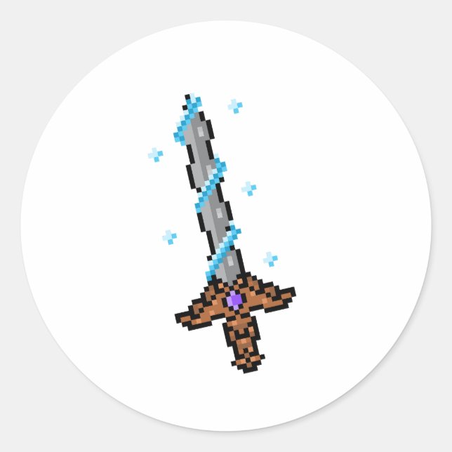 Adesivo Redondo Espada Retro Pixel (Frente)