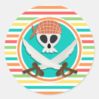 Adesivo Redondo Espadas Piratas; Strips Brilhantes