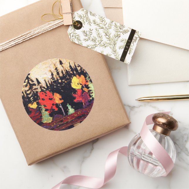 Adesivo Redondo Espadilha negra e maple, arte fina, (Presentear)