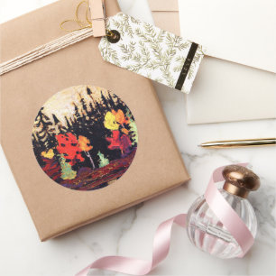 Adesivo Redondo Espadilha negra e maple, arte fina,