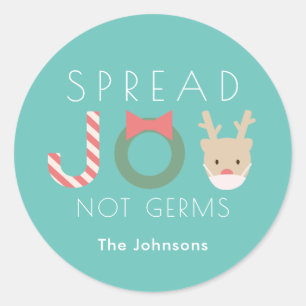 Adesivo Redondo Espalhar JOY Reindeer Máscara Truquoise Azul