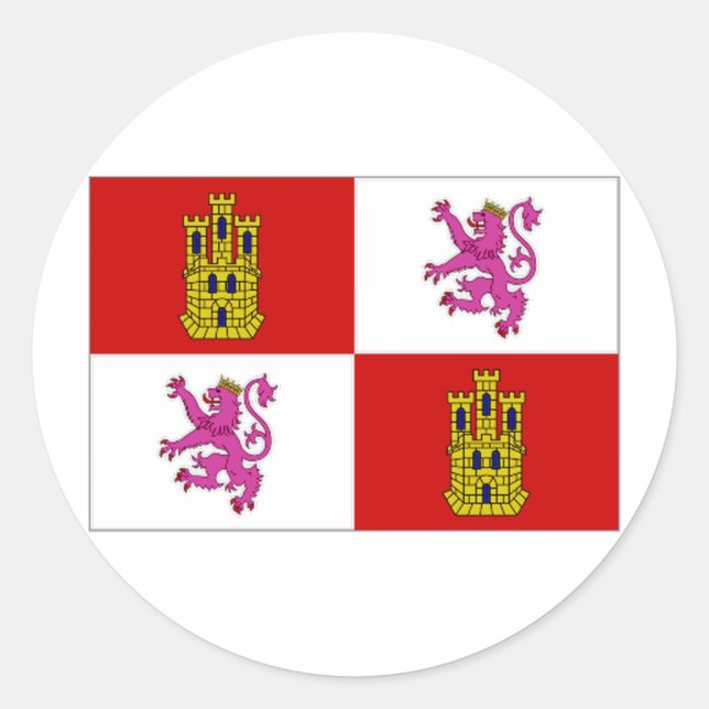 Adesivo Redondo Espanha Castilla Leon Flag (Frente)