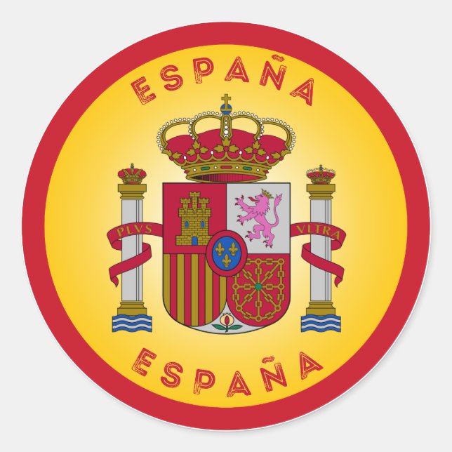 Adesivo Redondo Espanha de Forma do Círculo de Braços (Frente)