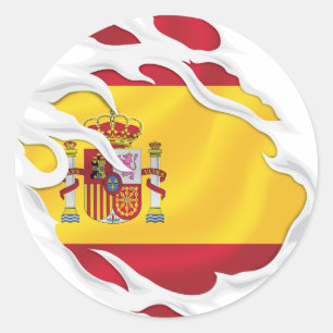 Adesivo Redondo Espanha Ripped Flag Classic Round Sticker