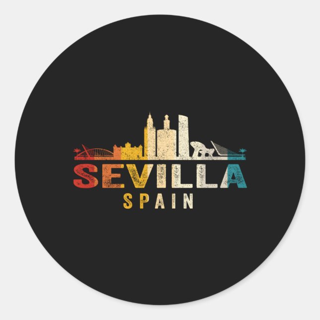 Adesivo Redondo Espanha Sevilla Skyline (Frente)