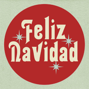 Adesivo Redondo Espanhol de Feliz Navidad