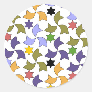 Adesivo Redondo Espanhol estilo Alhambra Azulejo Padrão Mosaico