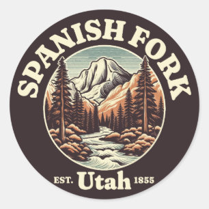 Adesivo Redondo Espanhol Fork, Utah