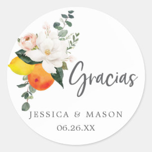 Adesivo Redondo Espanhol Magnolia Citrus Favor Stickers