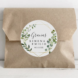 Adesivo Redondo Espanhol Verde Tropical Obrigado Favor De Casament