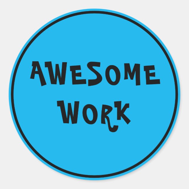 Adesivo Redondo Espantoso Professor de Trabalho Encorajar Azul (Frente)