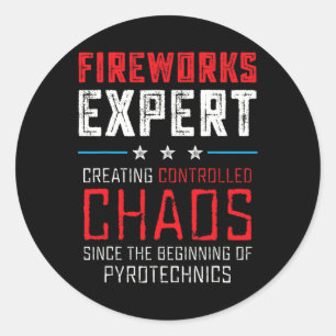 Adesivo Redondo Especialista Em Fogos De Artifício Camisa Homens E