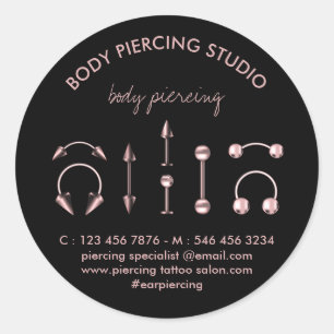 Adesivo Redondo Especialista em Piercing Corporal com Joias de Our