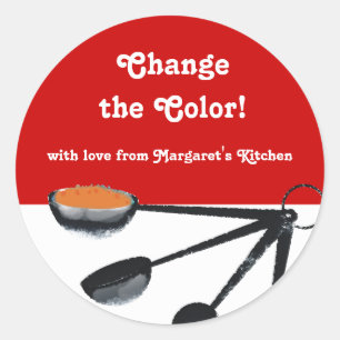 Adesivo Redondo Especiarias das colheres de medição que cozinham