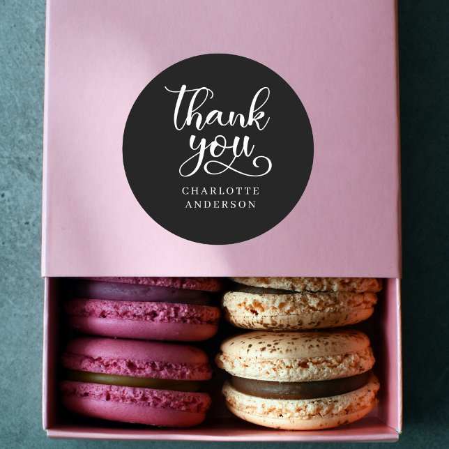 Adesivo Redondo Específico do cliente, preto Obrigado! (Criador carregado)