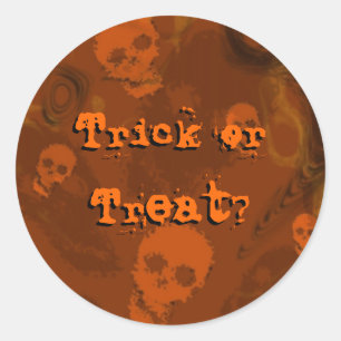 Adesivo Redondo Espectros do crânio Laranja "Trick or Tratat?" ad