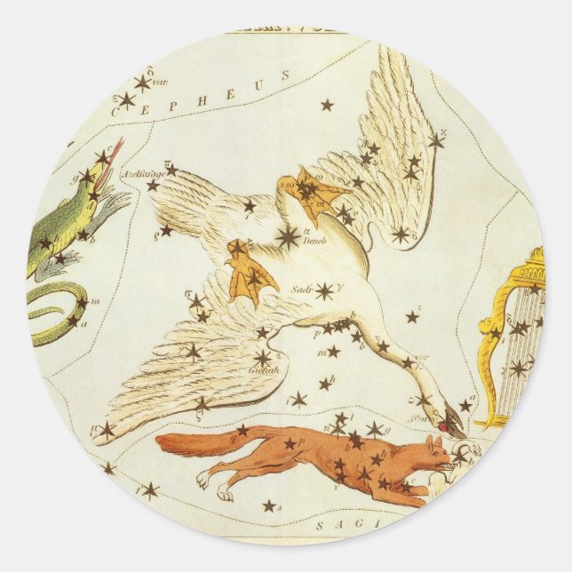 Adesivo Redondo Espelho da Urânia, Mapa Celestial da Astronomia Vi (Frente)